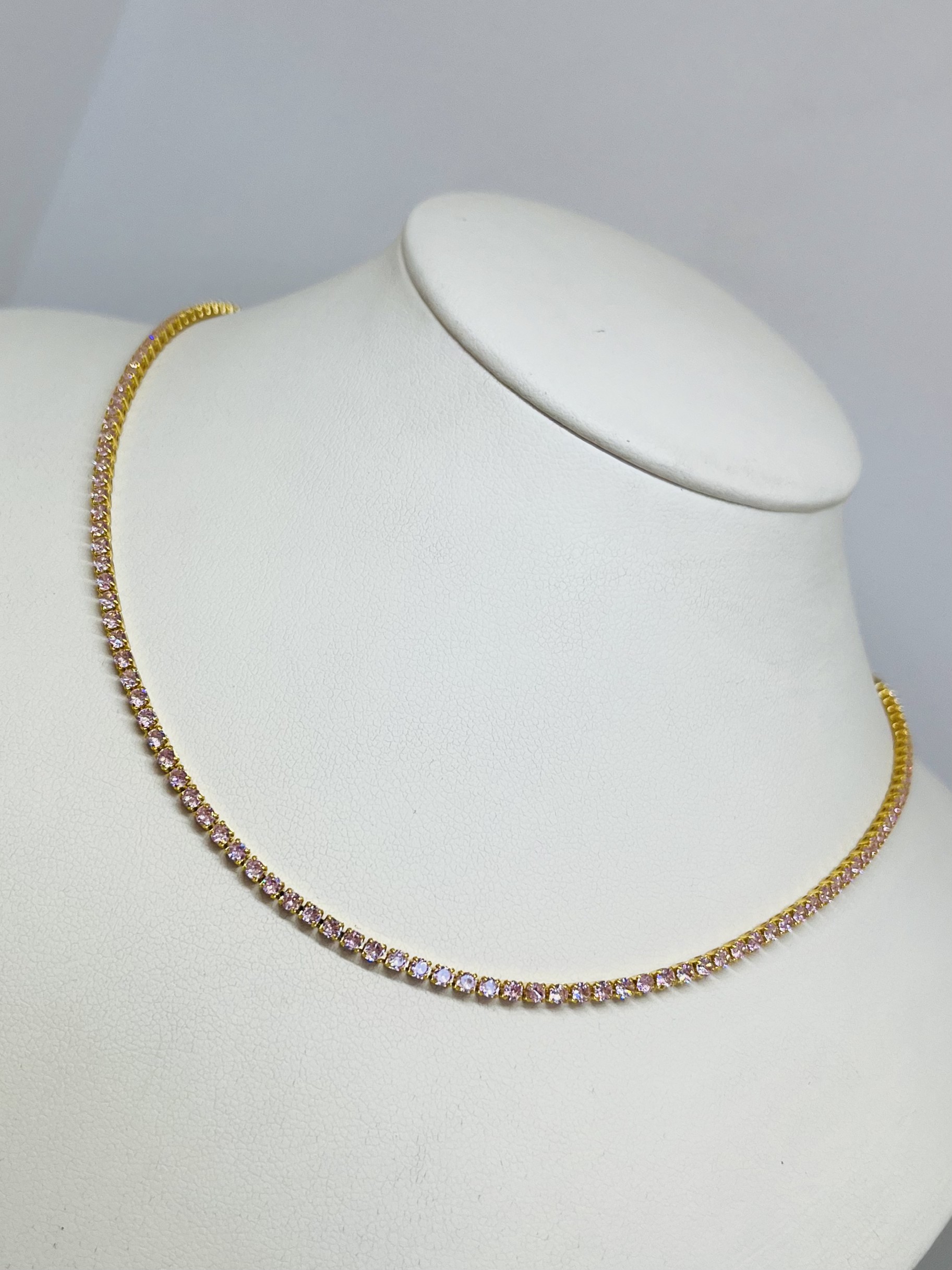 Choker de zirconias minis rosa pastel