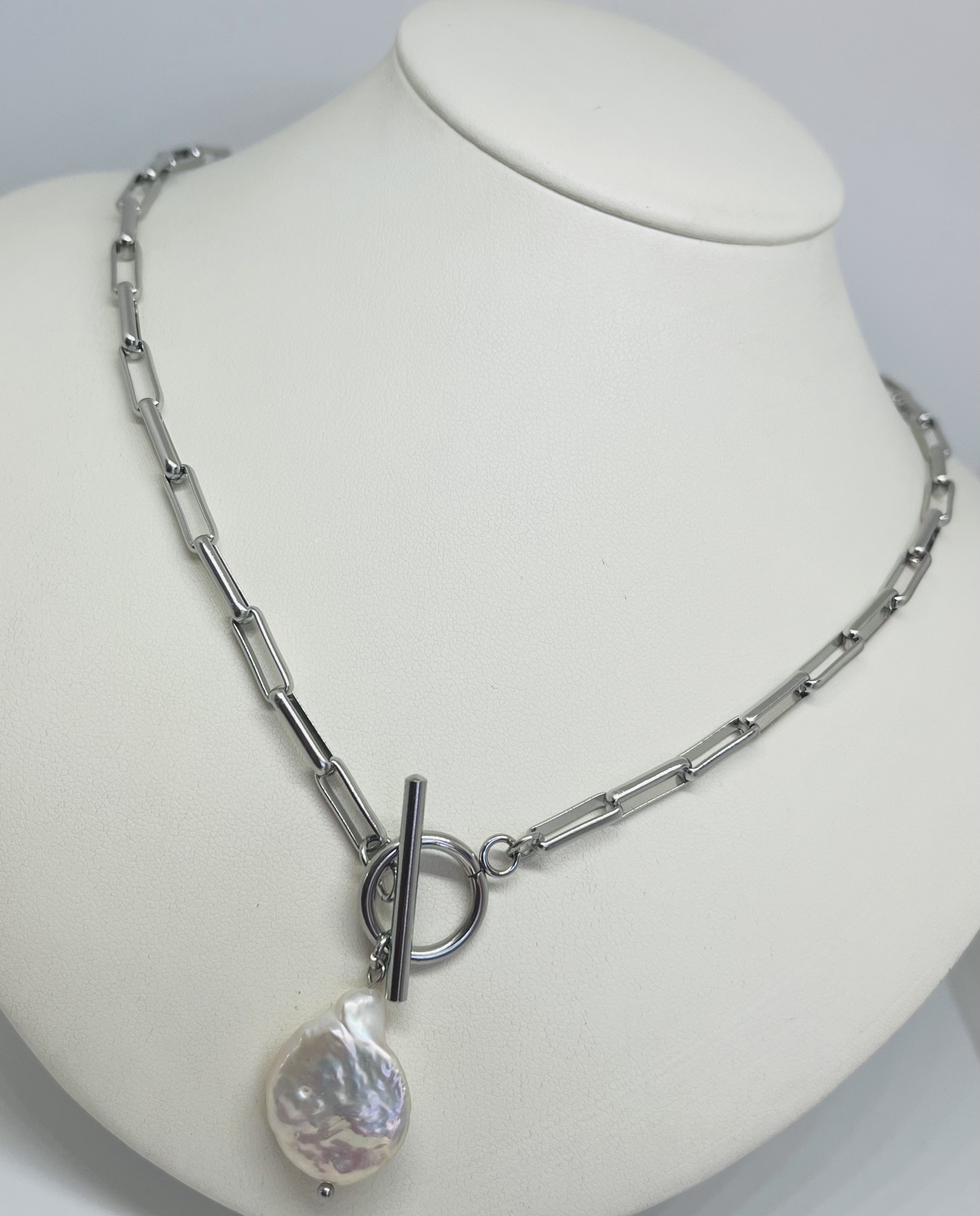 cadena de eslabon plateada