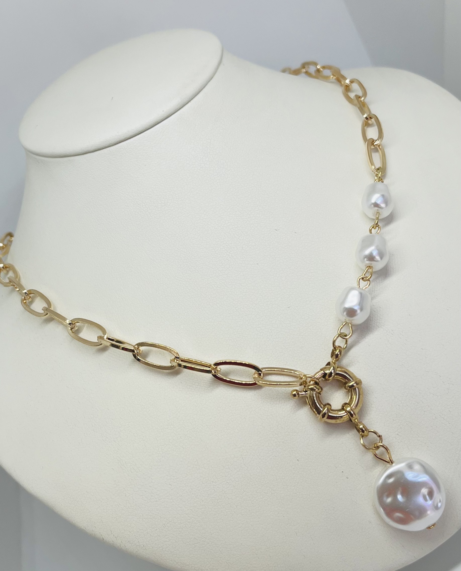 cadena de eslabon con perlas