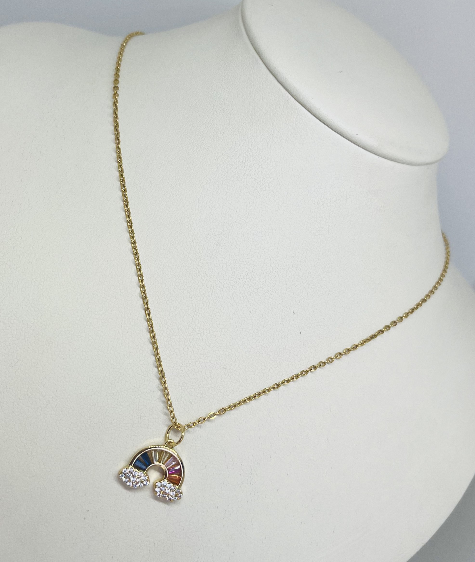 collar de arcoiris chico con zirconias de colores